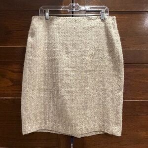 Talbots 12 Beige neutral Tweed woven Pencil Skirt lined classic suit office work